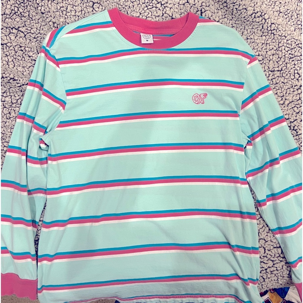 Odd Future Striped Tee Shirt with Long Sleeves - Medium